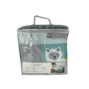 La Premura Baby Nursery Turquoise and Grey Crib Bedding 3 Piece Set Baby Llama